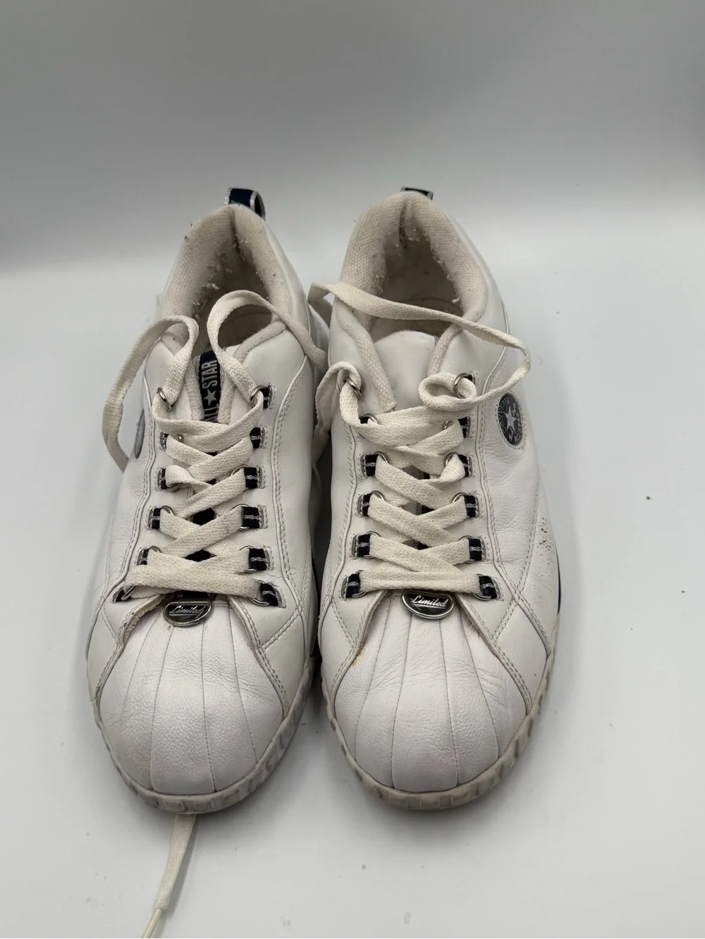 Converse All Star Limited White Leather Low Top Sneakers Men’s Size 14 - Picture 4 of 8